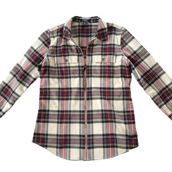 Vintage Chaps Zip Up Flannel Plaid Shirt Jacket Women’s Small - Picture 1 of 9